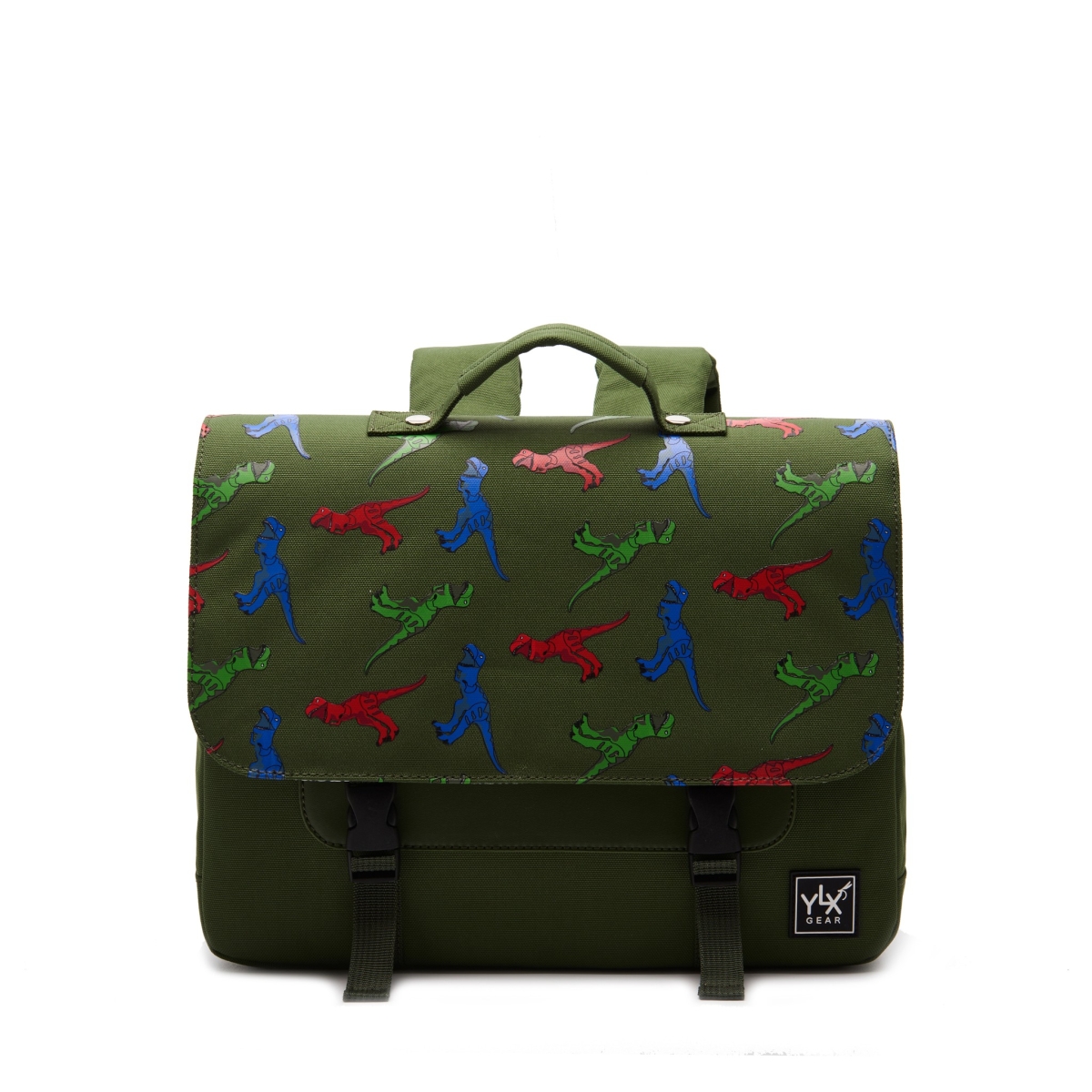 YLX Classic School Bag | Army Green & Dinosaurs