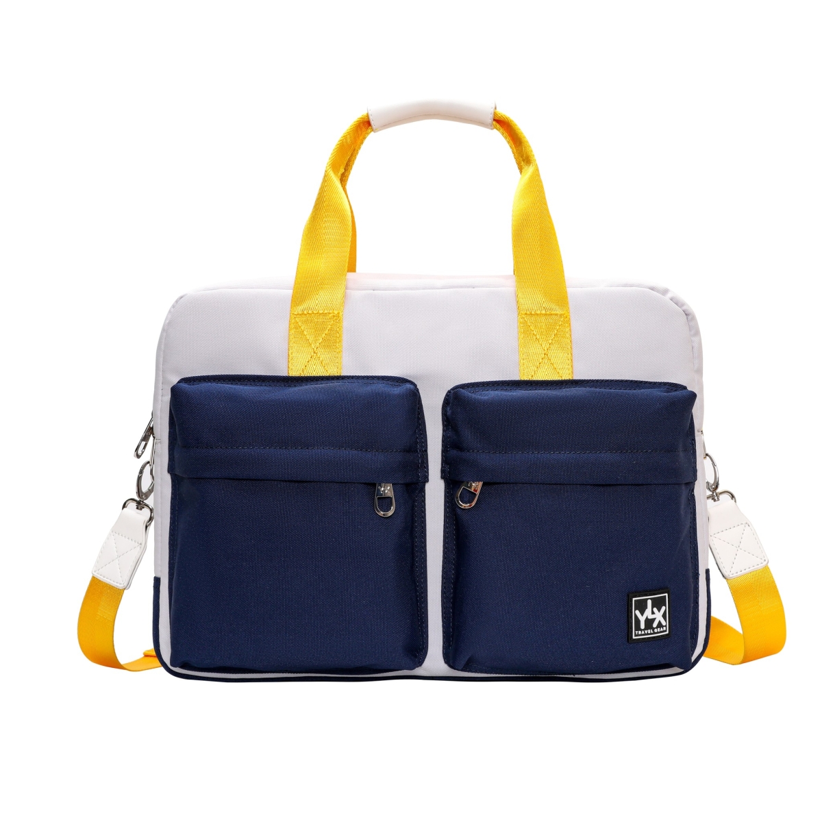 YLX Nash Laptop Bag | Off White & Navy Blue