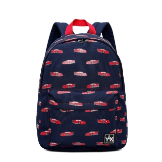 YLX Hemlock Backpack - Kids | Navy Blue & Red cars